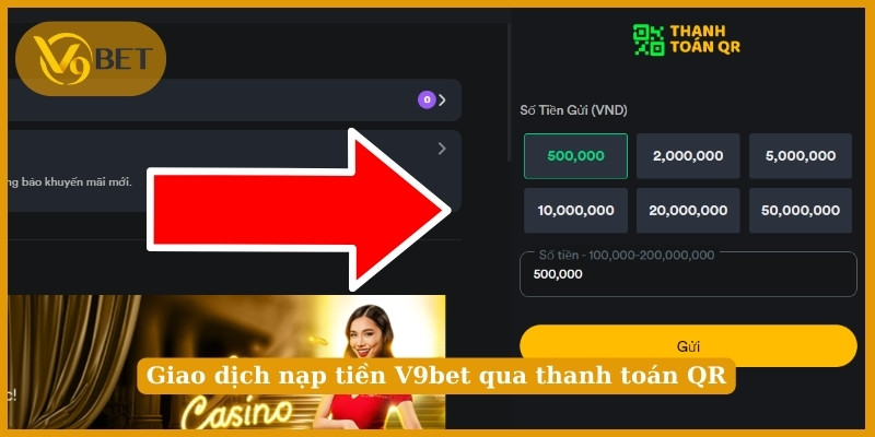 Giao dịch nạp tiền V9bet qua thanh toán QR